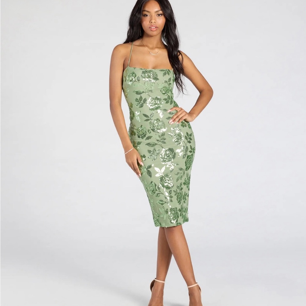 Windsor Strapless Green Sequin Dress